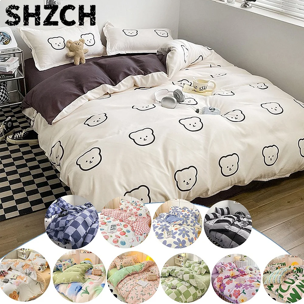 3/4PCS Warm Soft Duvet Cover Set All Seasons Bedding Sack for Autumn Winter Spring