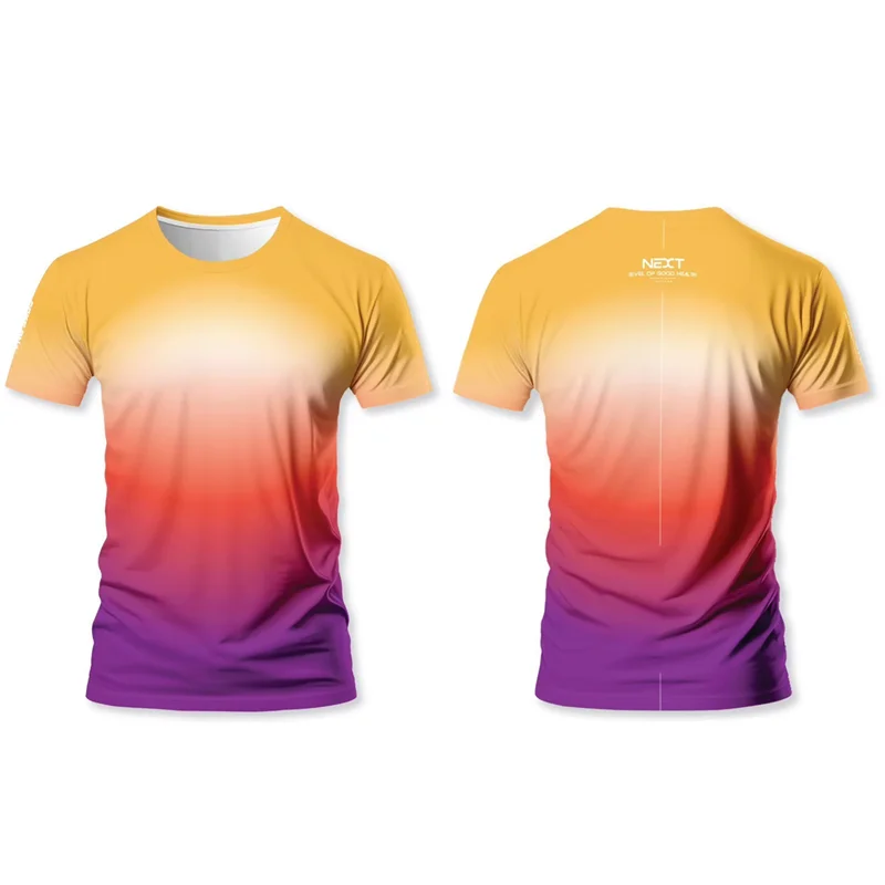 

Colorful Gradient Graphic Sports T Shirts Summer Fashion Streetwear 3D Printed Fitness T-shirts Loose Breathable Unisex Tees