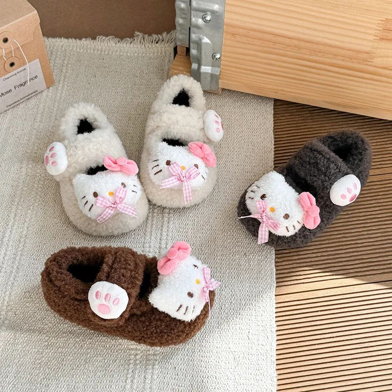 

Kids'Casual Shoes House Shoes Cartoon Winter Shoes For Girls Anti-slip Soft Bottom Velcro ​Beige Brown Shoes Size 22-35