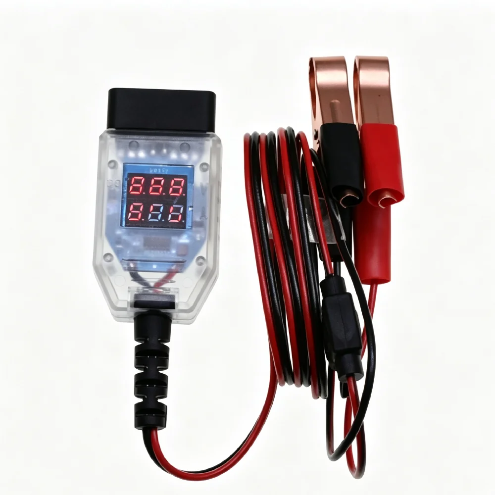 OBD2 Battery Memory Saver Tool Digital Display Voltage Current Tester ECU Memory Keeper 12V Battery Replacement Tool with Batter