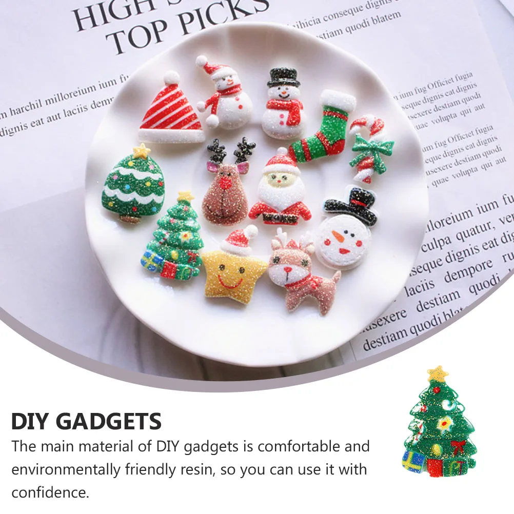 

60pcs Christmas Resin Accessories Diy Craft Materials For Phone Case Hairpin Making Handmade Ornament Supplies Jewelry Making