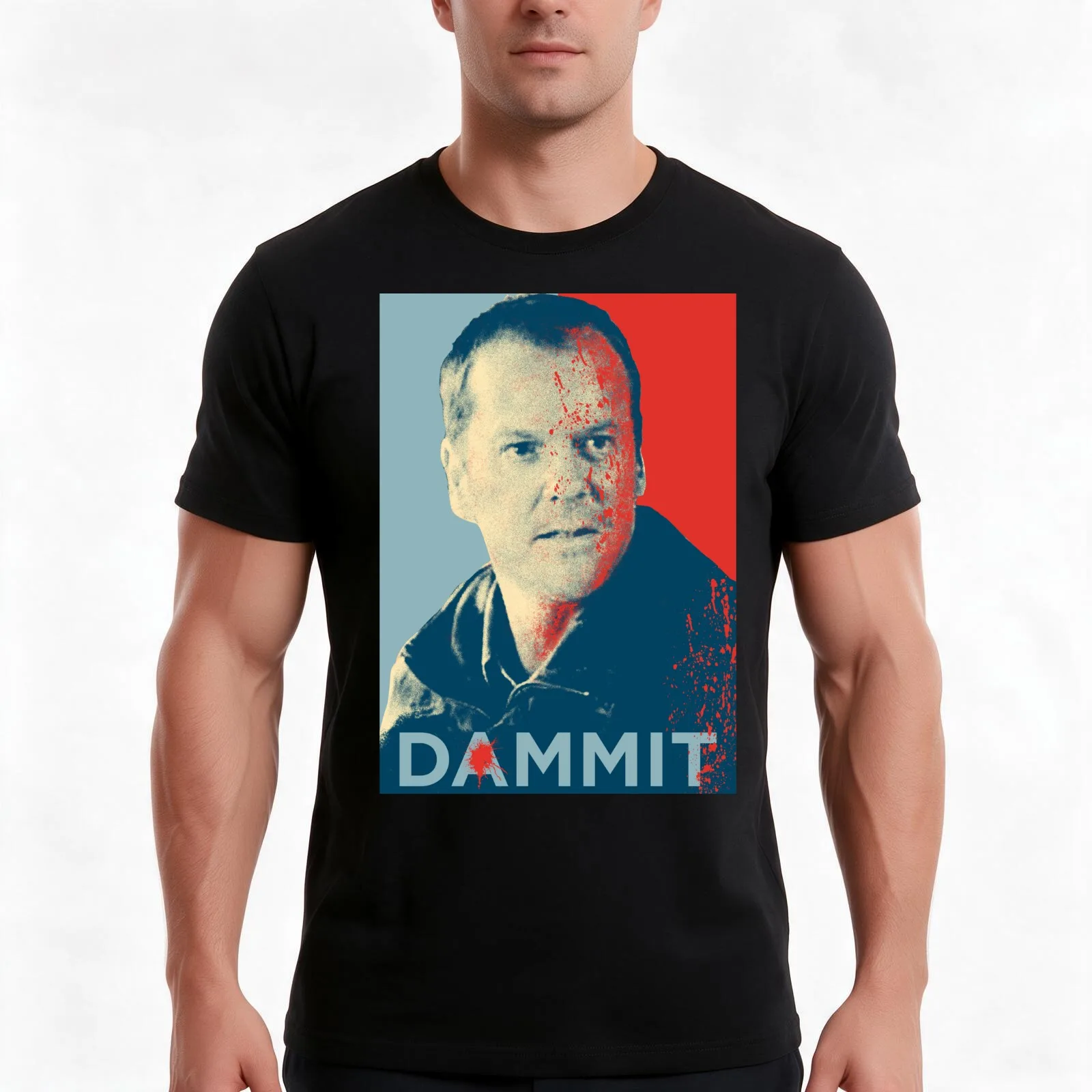 Jack Bauer from 24 in Dammit T-Shirt, Summer Casual Cotton Tee, Oversized Streetwear Tops, Vintage Graphic Print, 100% Cotton
