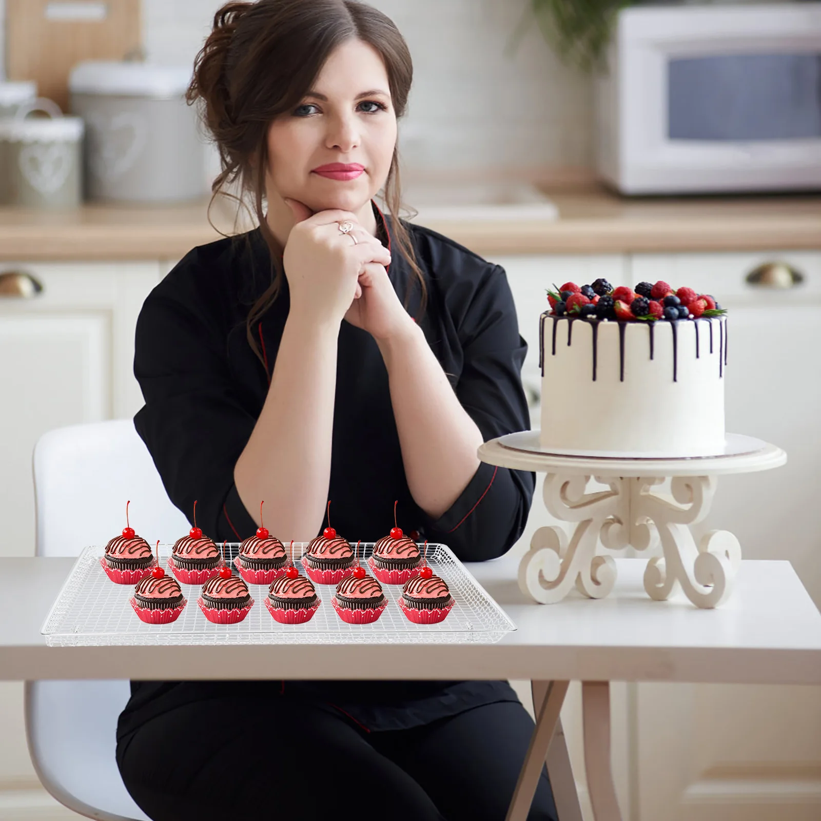 

Non-Stick Air Fryer Basket Stainless Cooling Rack Bread Cooling Basket Multipurpose Baking Supply Accessories Baking Supply