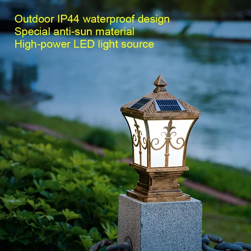 

LED Solar Post Light Outdoor Garden Decoration Column Lights Street Garland Lawn Lamps Patio Pillar retro wall lamp Korean style