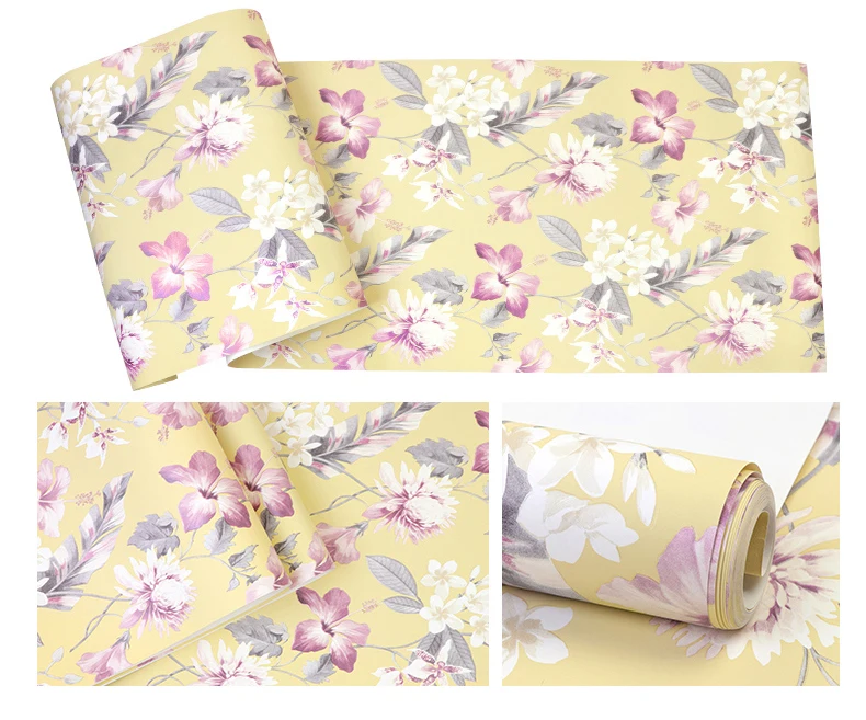European Flower Wallpaper Bedroom Living Room Wall Decor Non Woven Floral Wallpaper Beauty Salon