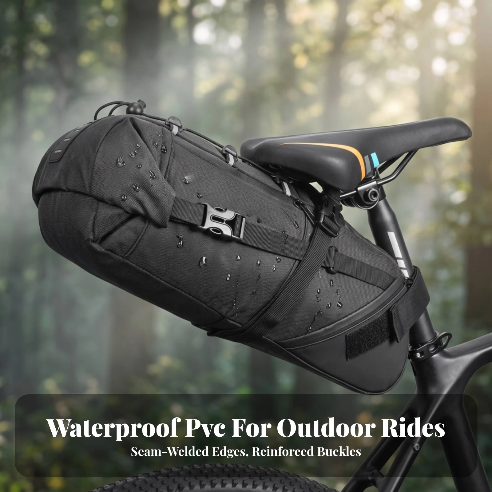 Bike Rear Rack Bag Water-Resistant Bike Rack Bag Streamlined Strap-on for Cyclists
