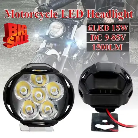 6/9 LED Motorcycle Led Headlight Super Bright Auxiliary Working For Motorbike Moto External Front Led Focus Auxiliary Spotlights