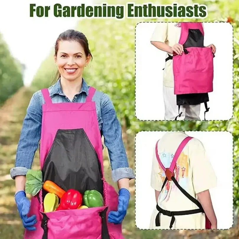 Adjustable Garden Harvesting Apron Large Pouch Oxford Cloth Fruit Vegetable Picking Apron Large-capacity Harvest Bags
