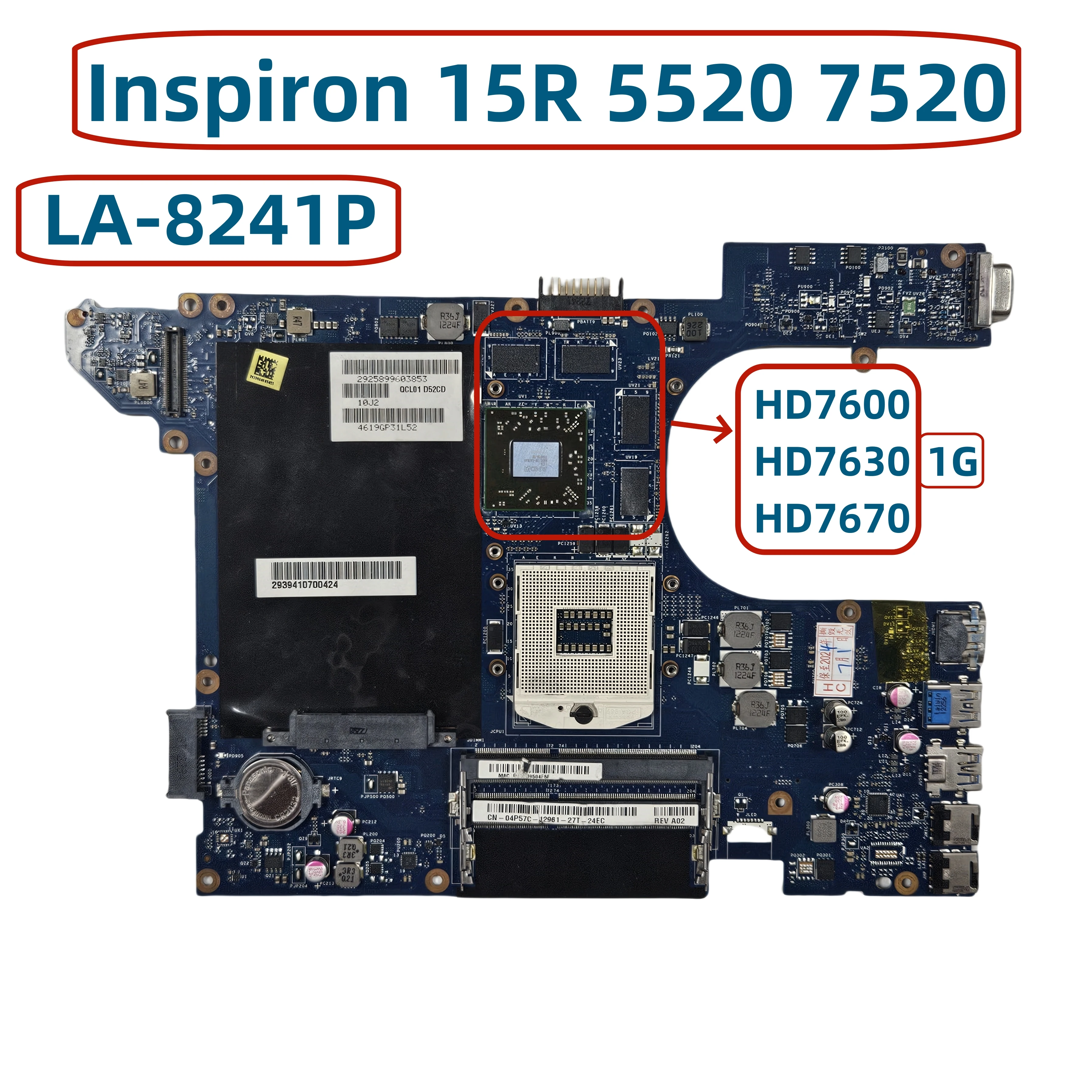 

QCL00 LA-8241P для dell Inspiron 15R 5520 7520 материнская плата для ноутбука с видеокартой HD7600 HD7630 HD7670 1GB GPU материнская плата