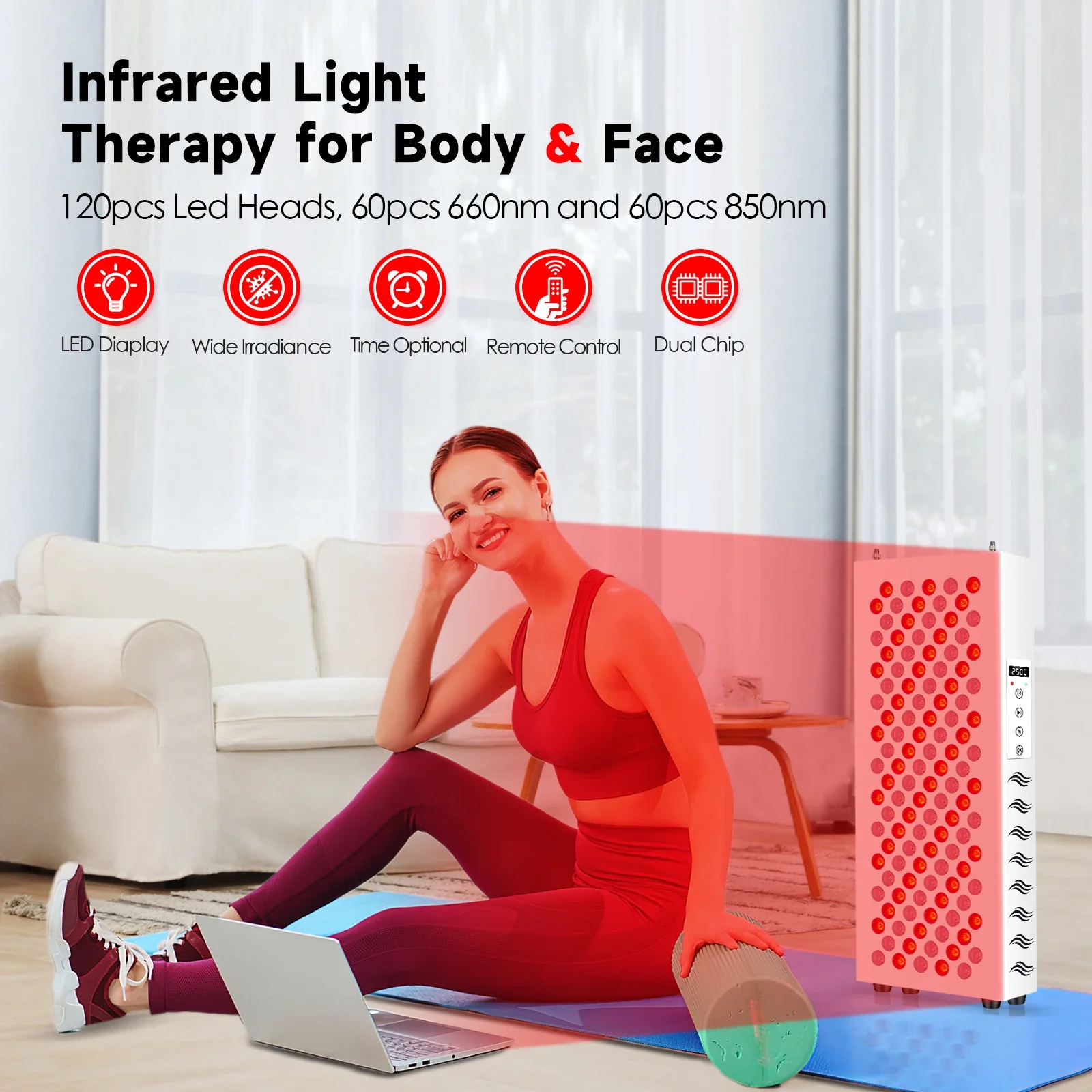 Thérapie par la lumière rouge pour le corps et le visage, panneau lumineux 850nm 660nm 600W, lumière proche infrarouge LED, appareils de beauté pour le visage et les muscles du corps