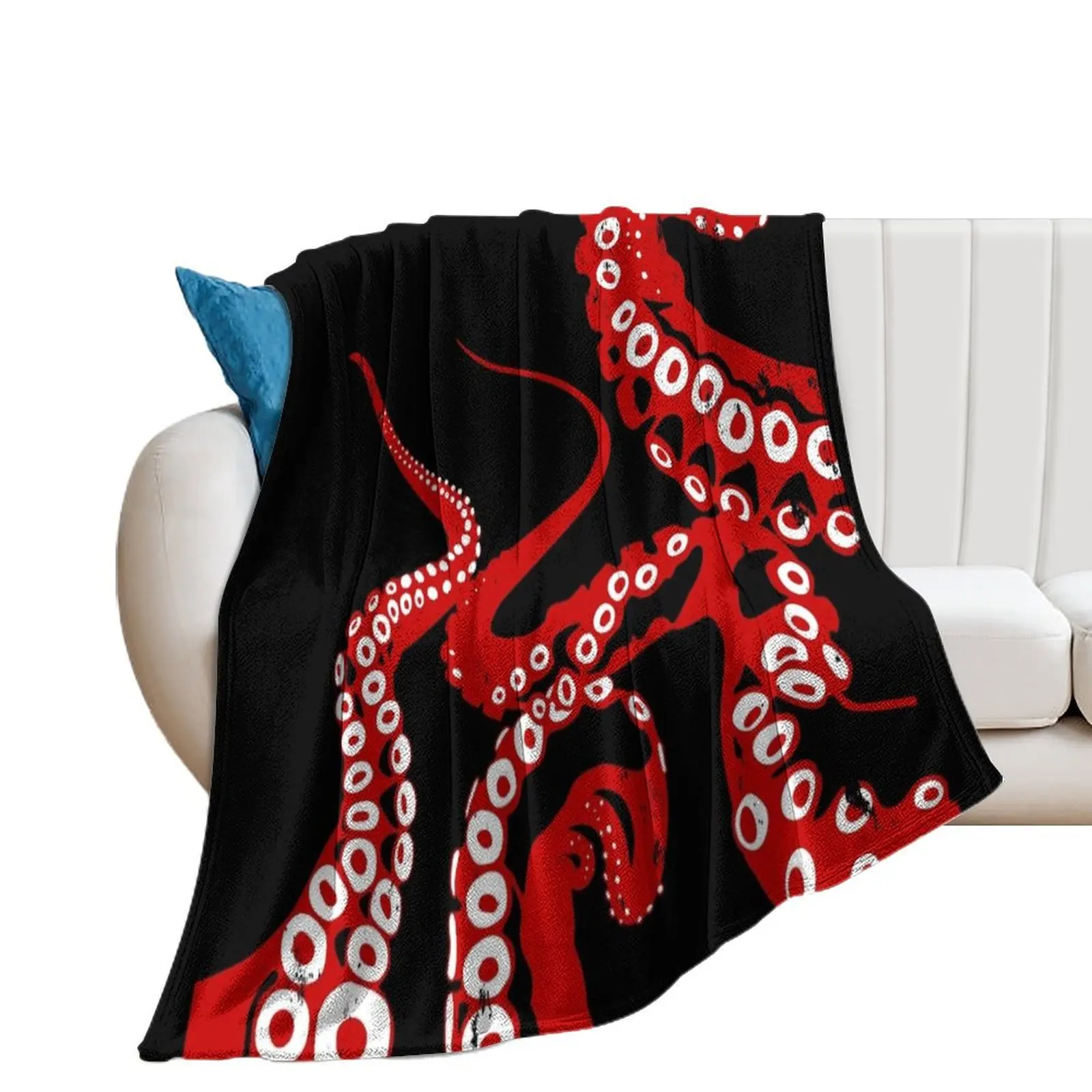 Red Kraken Cthulhu Octopus Tentacles From The Ocean Deep Throw Blanket Winter beds Weighted wednesday Decorative Sofas Blankets