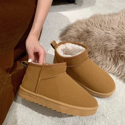 New Snow Boot Style Short Mini Winter Sheepskin Boots Women Waterproof Natural Wool Ankle Boots Fur Lined Ankle Warm Flat Shoes