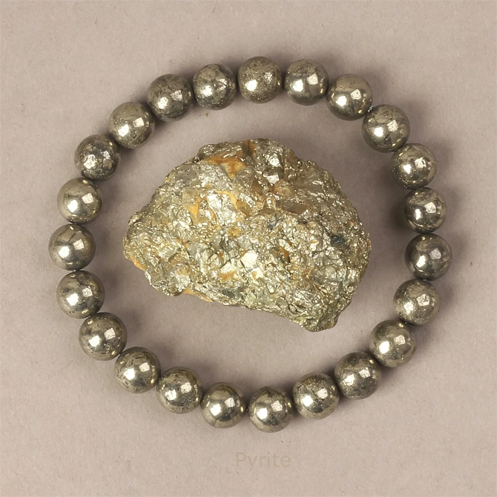 8MM Natural Pyrite Stone Bracelet for Men Promoting Blood Circulation Healing Energy Meditation Women Bracelets Jewelry Gifts