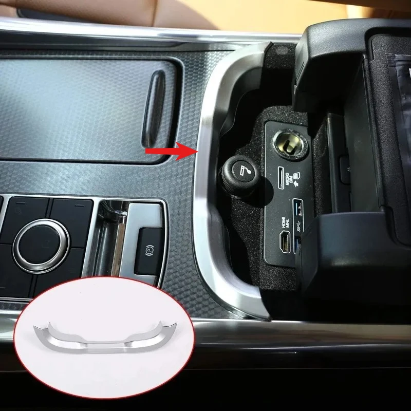 

ABS Silver For Land Rover Range Rover Sport RR Sport 2018 Car Central Control Armrest Box Strips Trim Interior Car Accessories