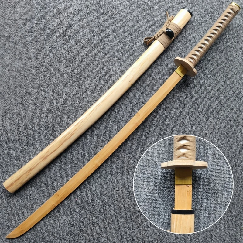 Espadas katana de madeira, 103cm/40.56 polegadas, modelo samurai, adereços com bainha, prática, cosplay, periféricos de treinamento colecionáveis, brinquedo ao ar livre