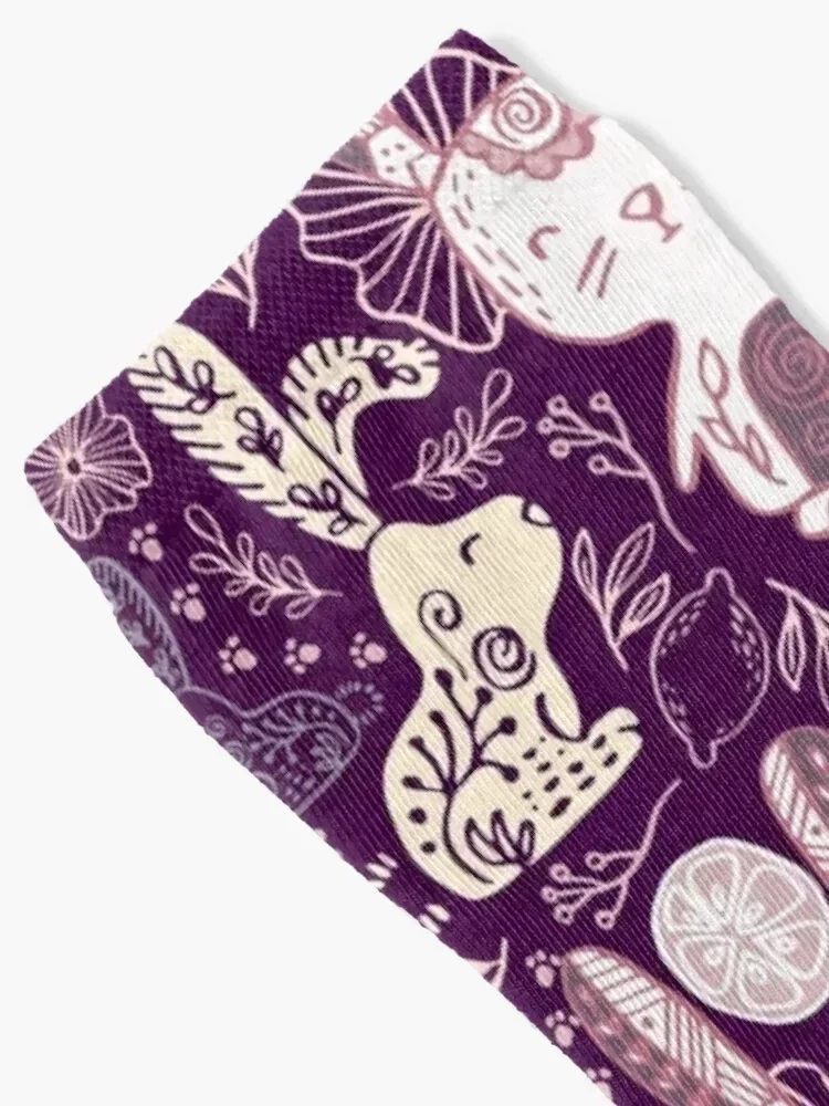 أرنب الليمون اللطيف باللون الأرجواني، جوارب كروسفيت تو الرياضية الفاخرة للرجال والنساء