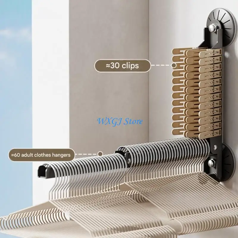 37JE Folding Clothes Hanger No Drilling Retractable Clothes Drying Rack For Campers Boat No Drill Installation Needed
