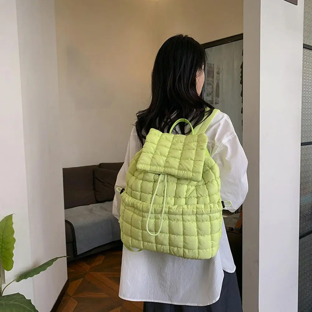 Quilted Backpack Quilted Puffer Hiker Backpack for Women Lightweight Travel Gym Bag with Drawstring Closure Top Flap Padding