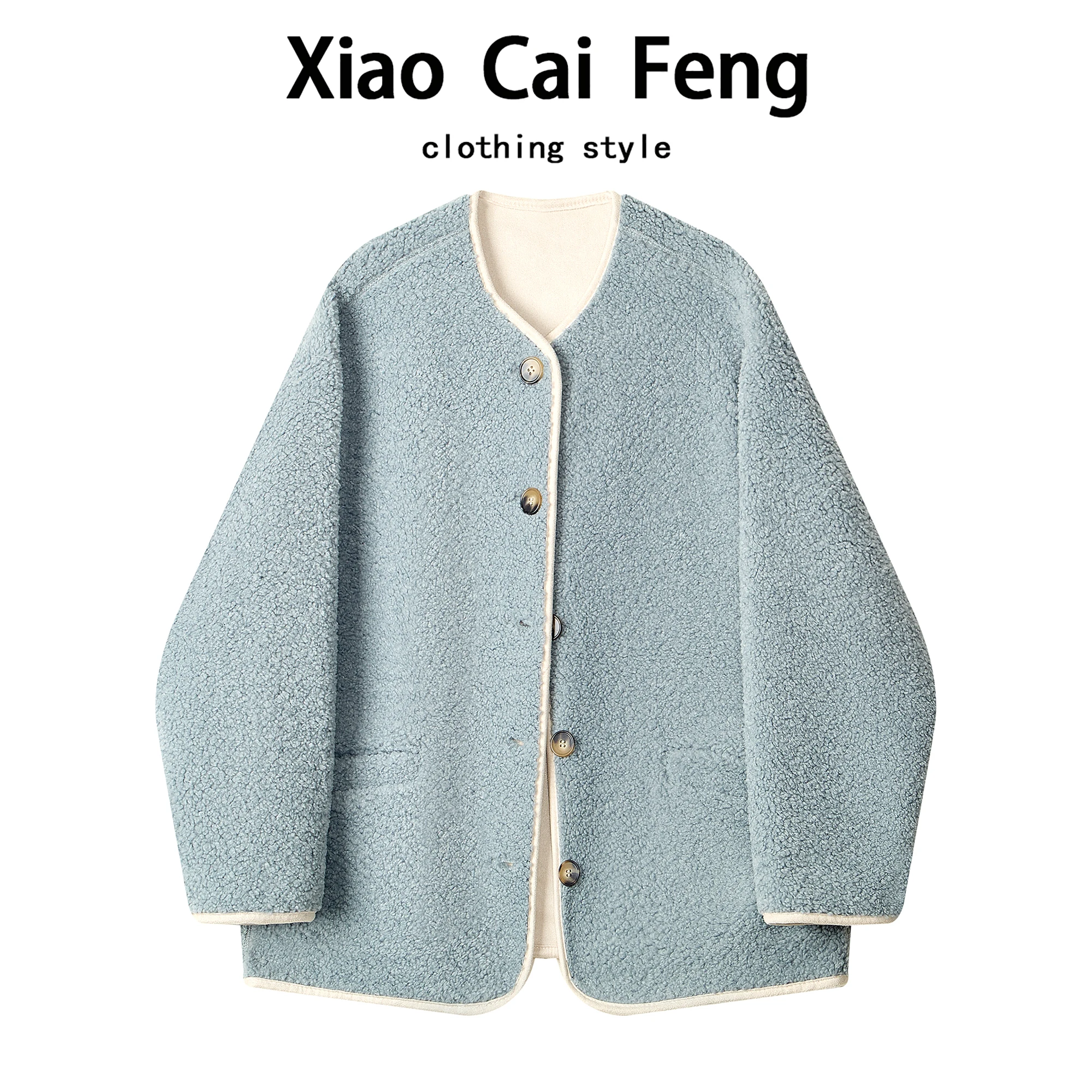 

Корейская женская куртка из овечьей шерсти, осенне-зимняя, утепленная, свободного кроя, с эффектом похудения, класса люкс, короткое пальто