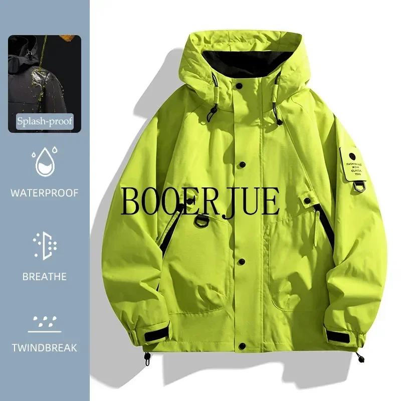 Outdoor-Camping-Sportjacke mit Kapuze für Herren, Wanderjacken, wasserdicht, winddicht, Frühling/Herbst, Damen-Windjacke, Unisex-Trekkingjacke