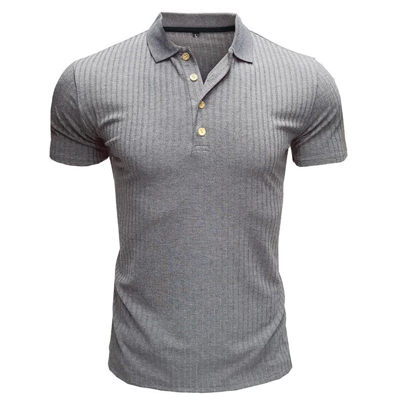 Men's Solid Color Polo Shirt Short Sleeve Turn-Down Collar Button Polo Shirt for Men Casual Streetwear Summer Male Tops Fitness