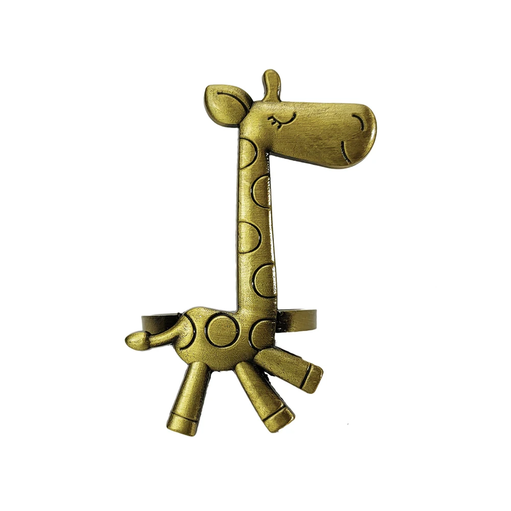 6pcs Antique Giraffe Napkin Rings – Metal Animal Serviette Holders for Wedding, Festival Party & Table Decoration