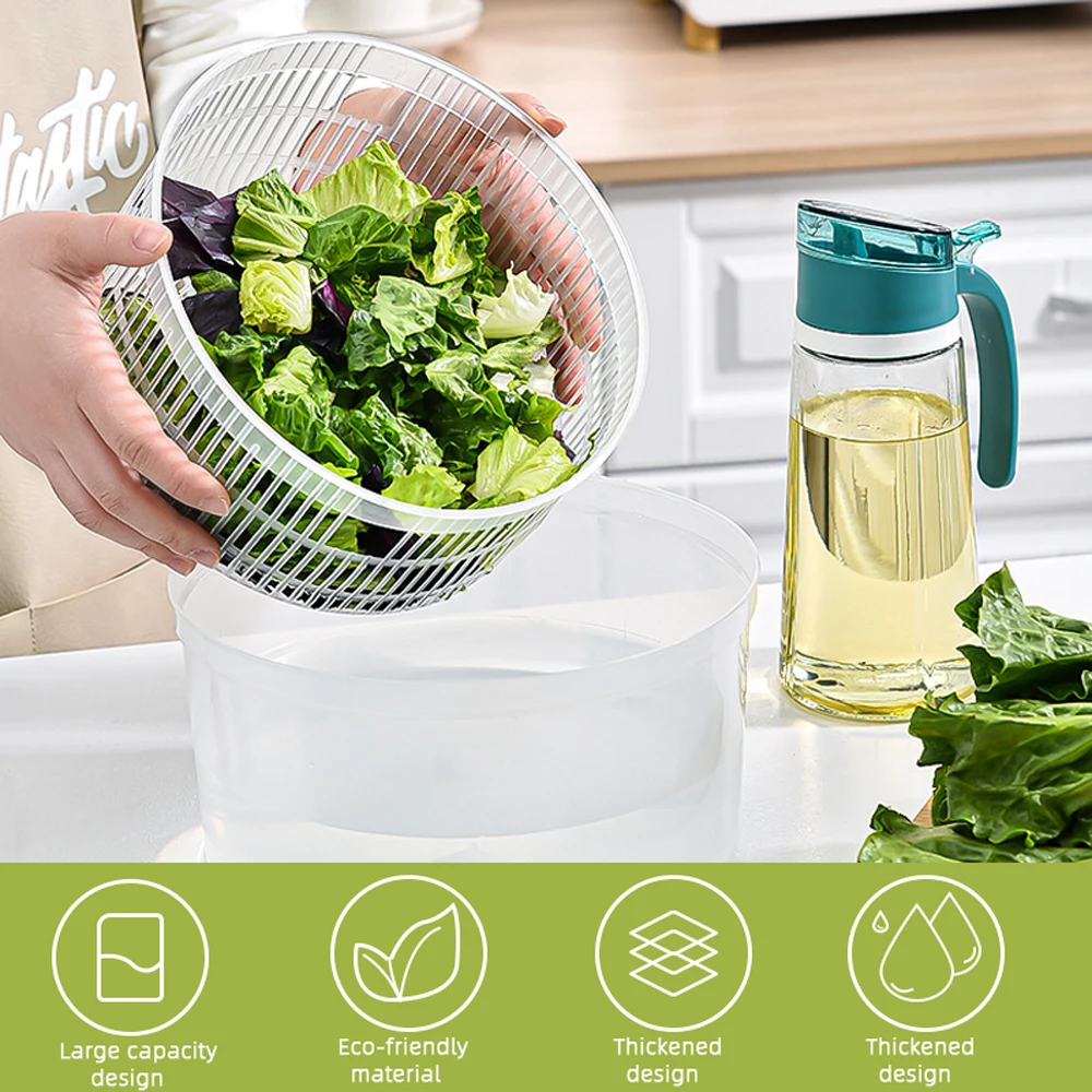 Salad Spinner Lettuce Greens Washer Dryer Drainer Crisper Strainer for Washing Drying Leafy Vegetables Kitchen Tools