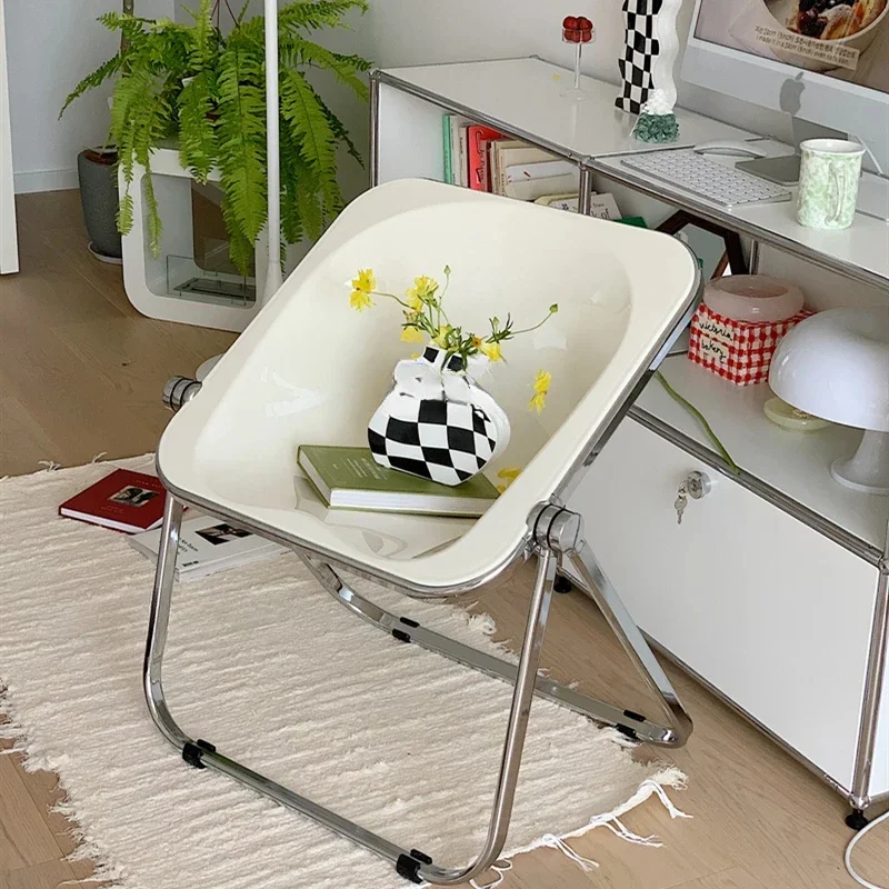 القرون الوسطى كرسي بلا ظهر قابل للطي شفاف بسيط خمر معدن الاكريليك كرسي قابل للطي غرفة المعيشة الدراسة #2