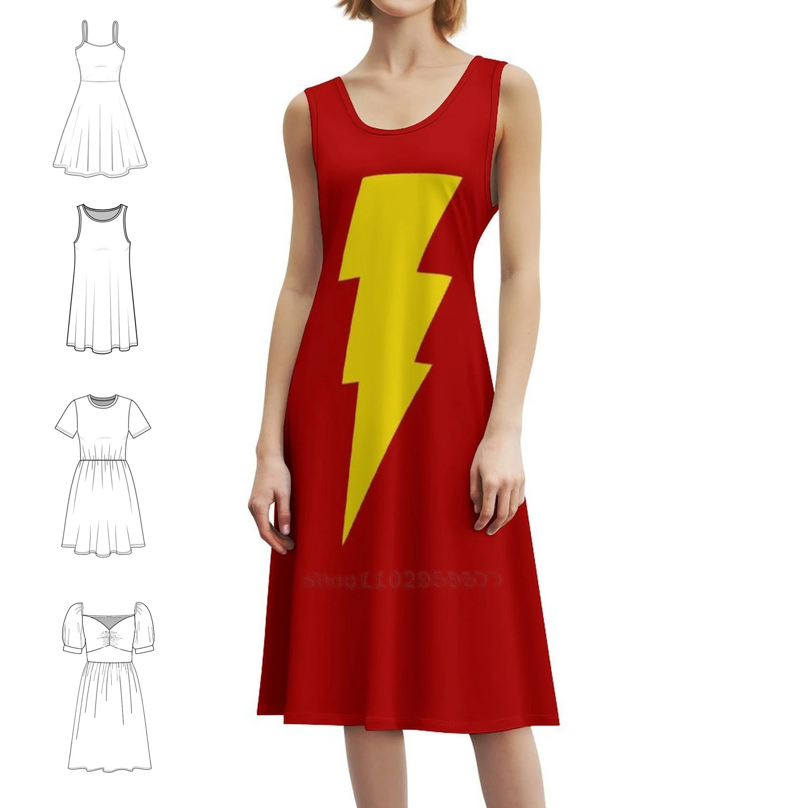 

Cool Bolt Women's Hip Hop Streetwear Dress Graphic Print Party Club Wear Lightning Bolt Awesome Cute Comic Dress