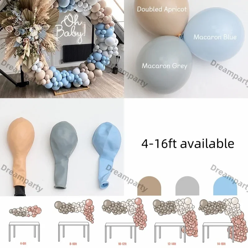 Blue Grey Apricot Balloons Garland Neutral Ballon Arch Wedding Bride to Be Baby Shower Birthday Party Globos Decoration Supplies