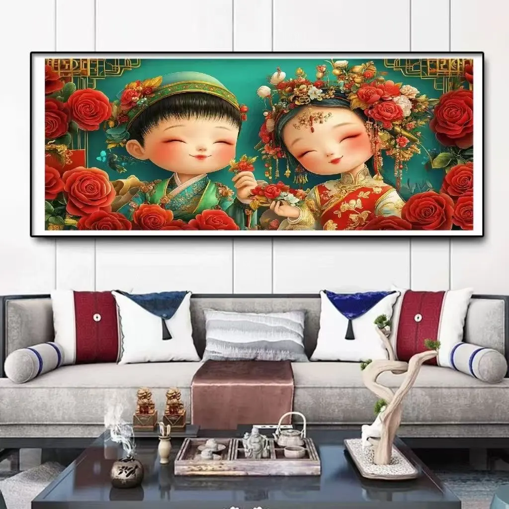 

Wedding Printed Kits Cross Stitch 9CT Embroidery DIY Cotton Needlework Sets Crafts With Needles