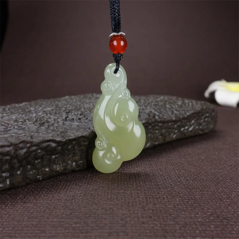 

Hot Selling Natural Hand-carve Hetian Yu Cyan Wishful Necklace Pendant Fashion Jewelry Accessories Men Women Luck Gifts1