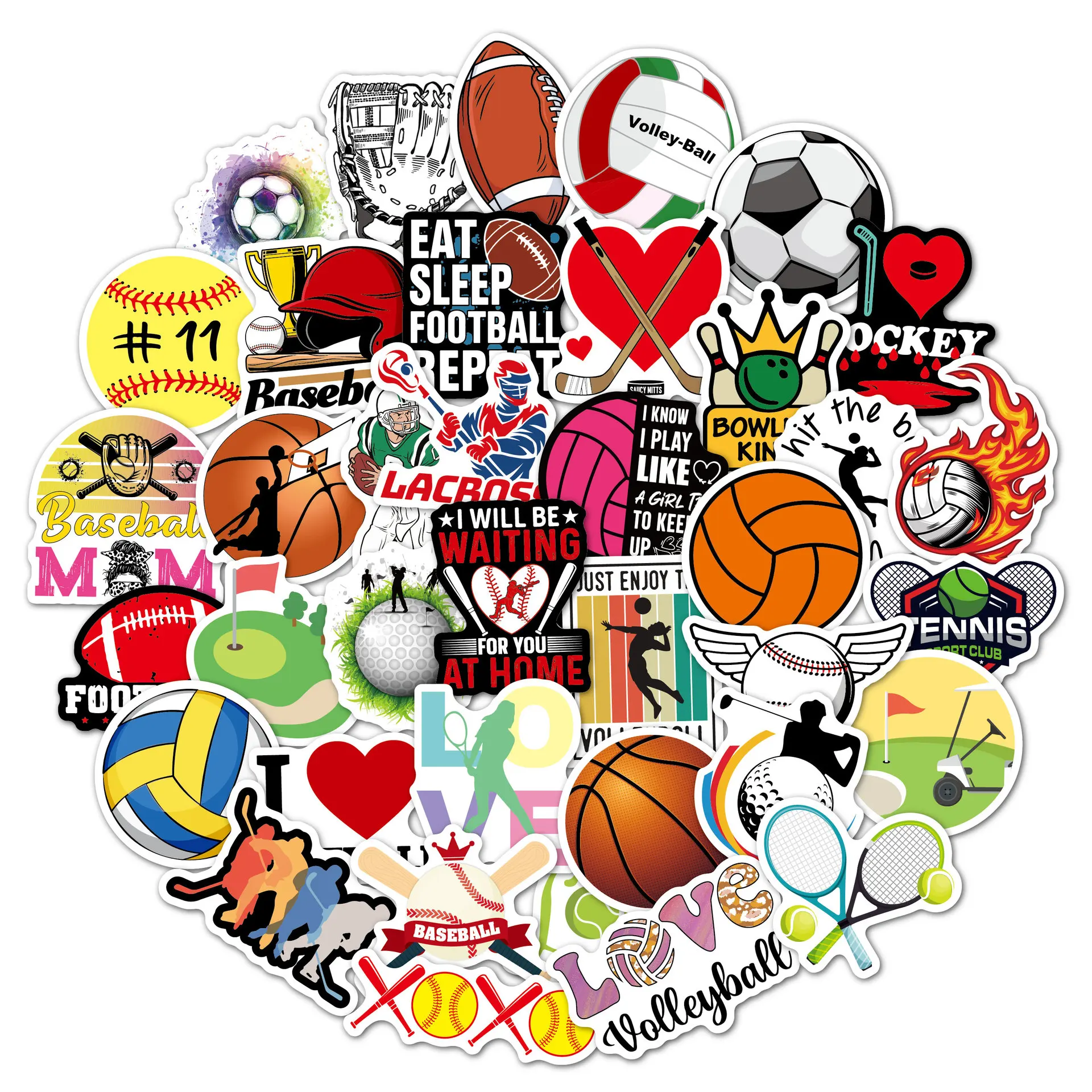 10/30/50/100PCS Ball Sports Sticker Basketball Soccer Waterproof Graffiti DIY Case Cute Laptop Skin Kawaii Packaging Aesthetic