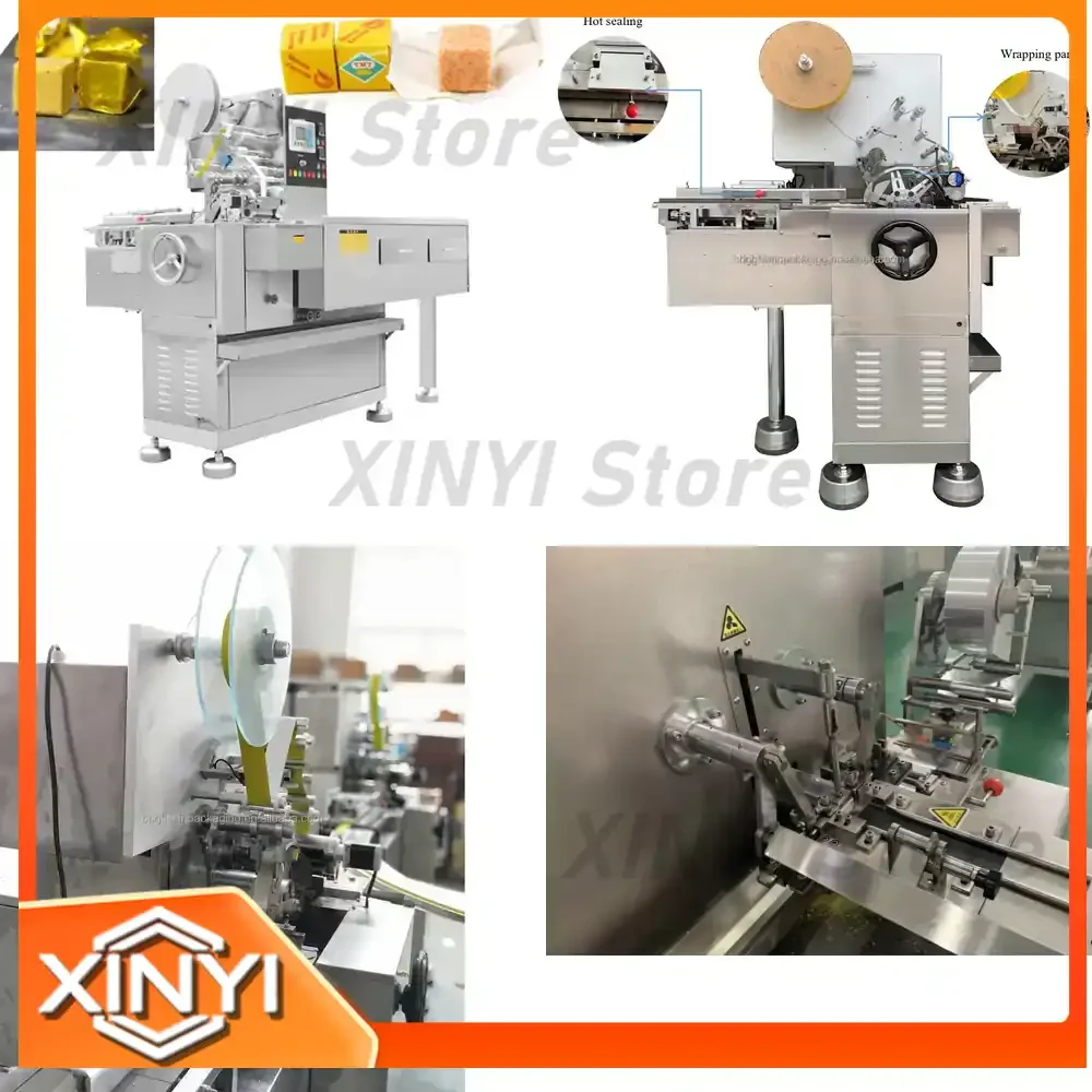 Automatic Cube Shaped Candy Wrapping Machine for Chocolate Sugar Seasoning Packaging Paper Fold Wrapping Equipment for Food