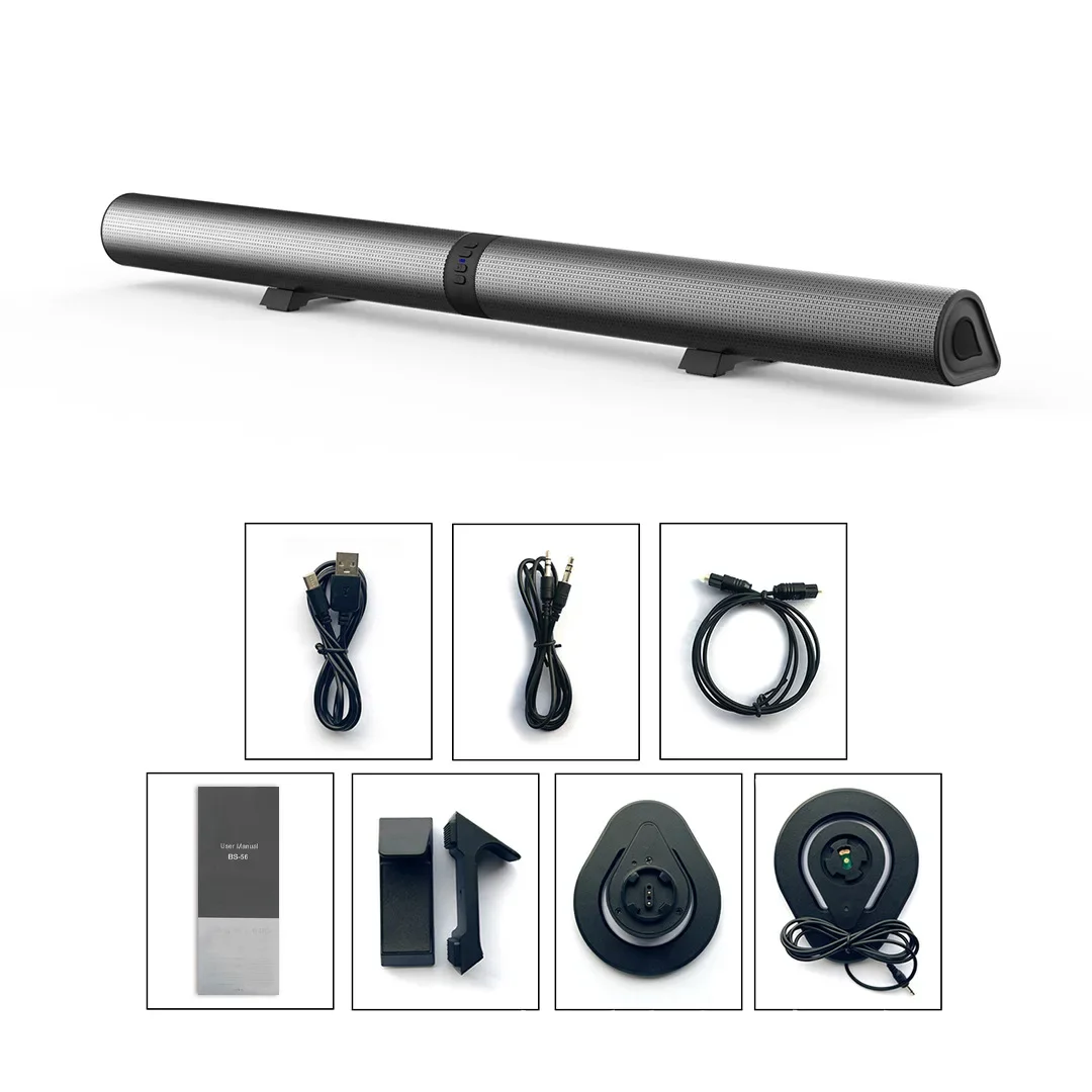 

120W BS-56 TV Bluetooth Speakers AUX/BT/OPT Connections Soundbars With 2-in-1 Detachable Home Cinema Sound System FM Soundbar