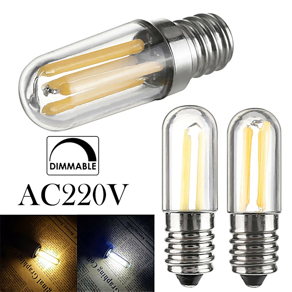 E14 E12 Led Refrigerator Bulb 1w 2w 4w Filament Cob Chip For Bulb 3000k 6500k Dimmable Fridge Bulbs White Lights Lamp 220v Night