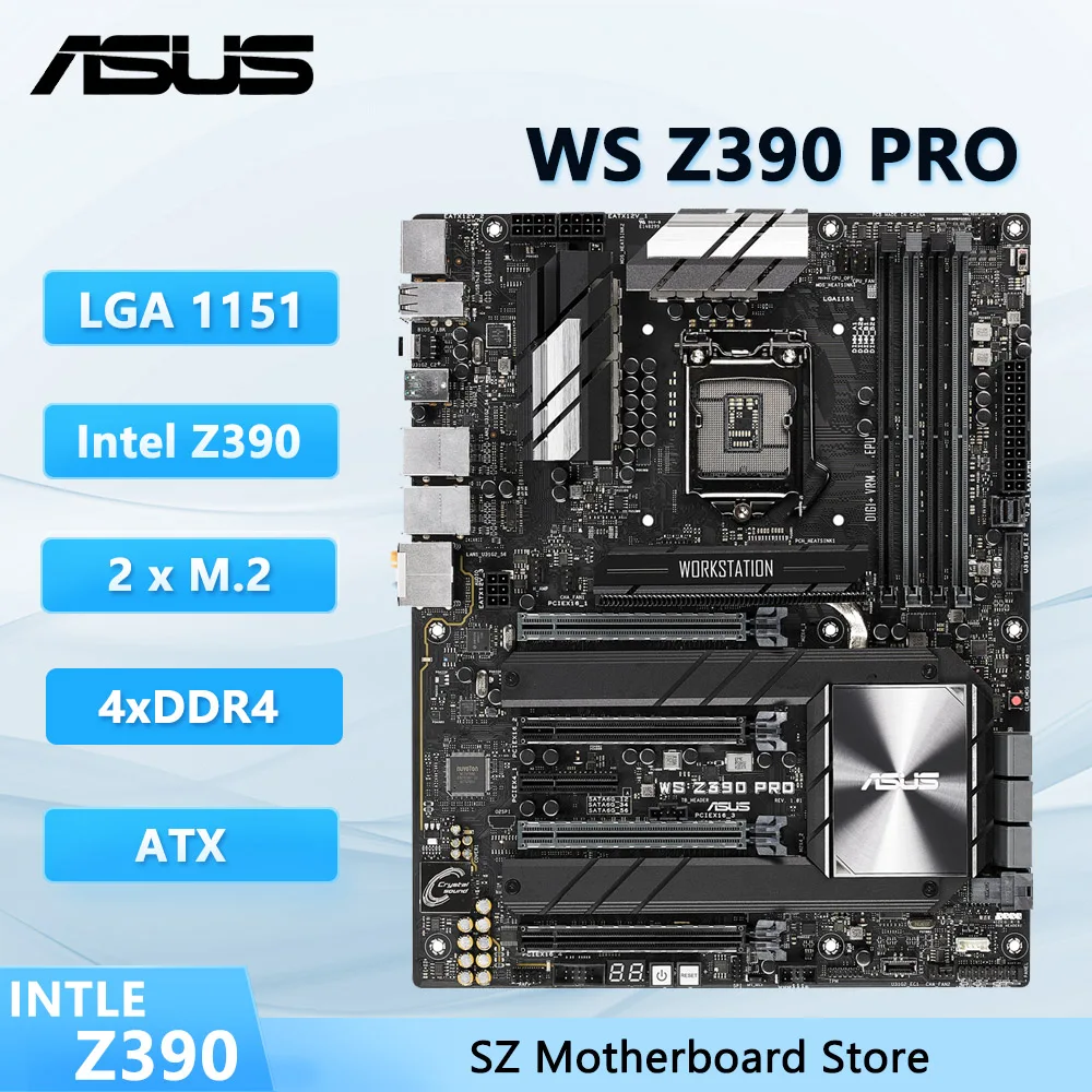 Placa base ASUS WS Z390 PRO Intel Z390 LGA 1151 compatible con CPU Core i3-8100 i3-8300 i5-8600 i5-9600 i7-9700 DDR4 64GB M.2 ATX