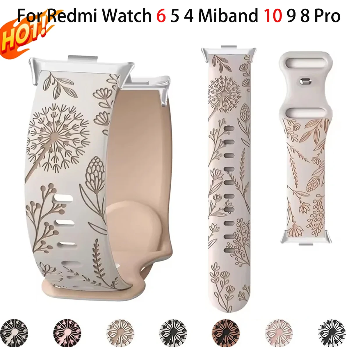 Zweifarbiges Löwenzahn-Uhrenarmband für Xiaomi MiBand 10 Pro/9 Pro/8 Pro, weiches Silikonarmband für Redmi Watch 6 5 4 Sportarmband