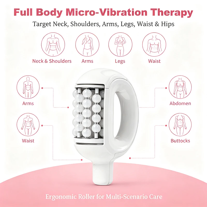 Ergonomic Handheld Grip Roller Massager 1.28 Inch Touch Screen Control Non Suction Micro Compression Physical Therapy Instrument