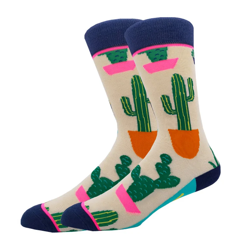 Women\'s Creative High Quality Happy Funny Socks Harajuku Cute Fruit Plant Cactus Animal Print Cotton Fashion Sock