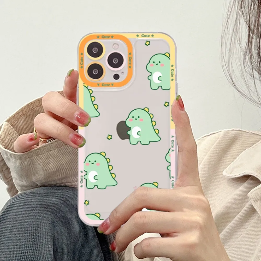 Cute Cartoon Dinosaur Phone Case For iPhone 15 14 13 12 11 Pro Max XS X XR Mini Protective Cover