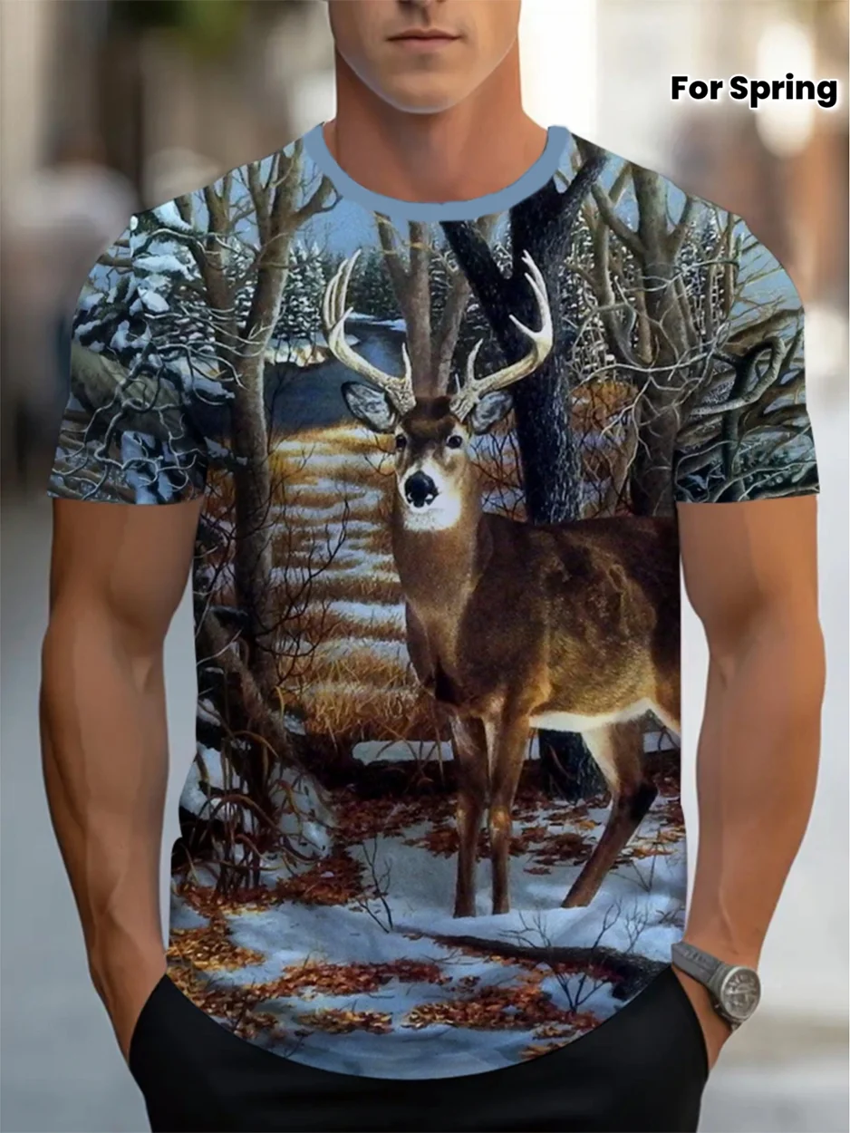 Camiseta Masculina Estampada e - Outdoor Hunting Graphic Tees avaliação e preço