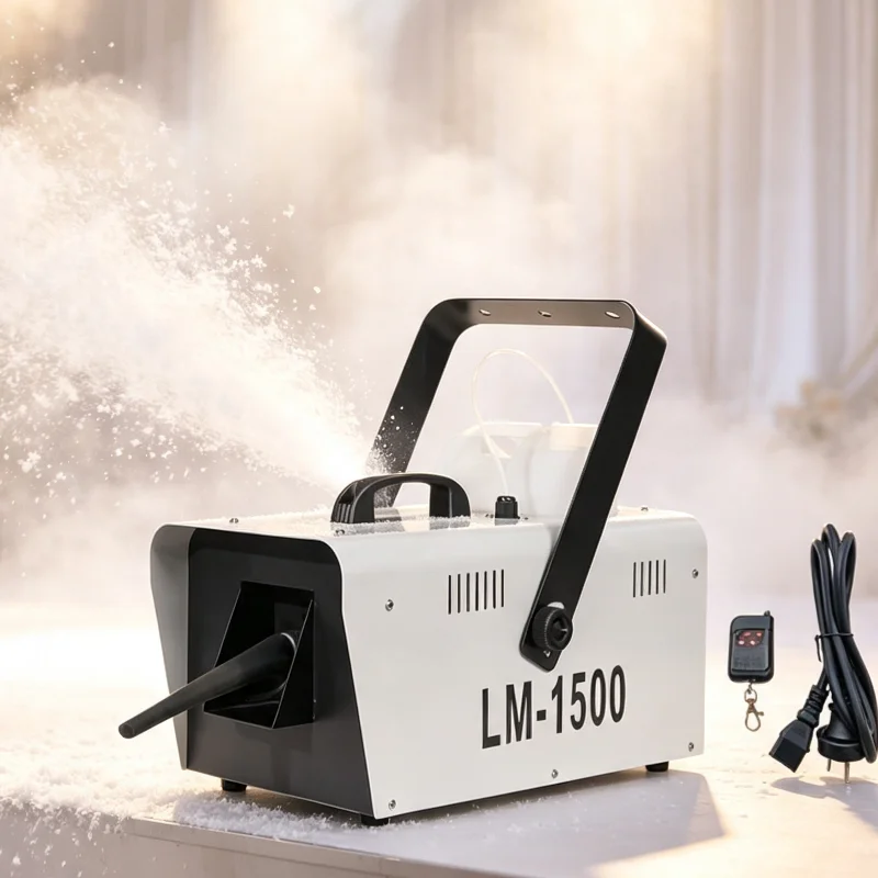 1500W Snow Machine with Wired & Wireless Remote Control, Adjustable Artificial Snowflake Maker