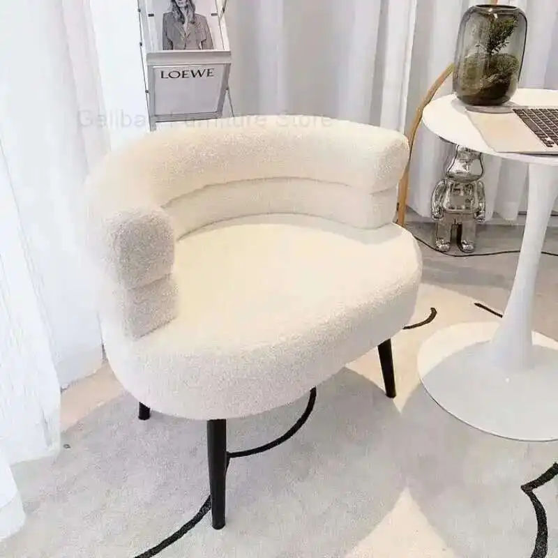 

Internet Celebrity BOBO Lamb Velvet Single Sofa Chair Living Room Lazy Simple Home Bedroom Dressing Stool Makeup Manicure Chair