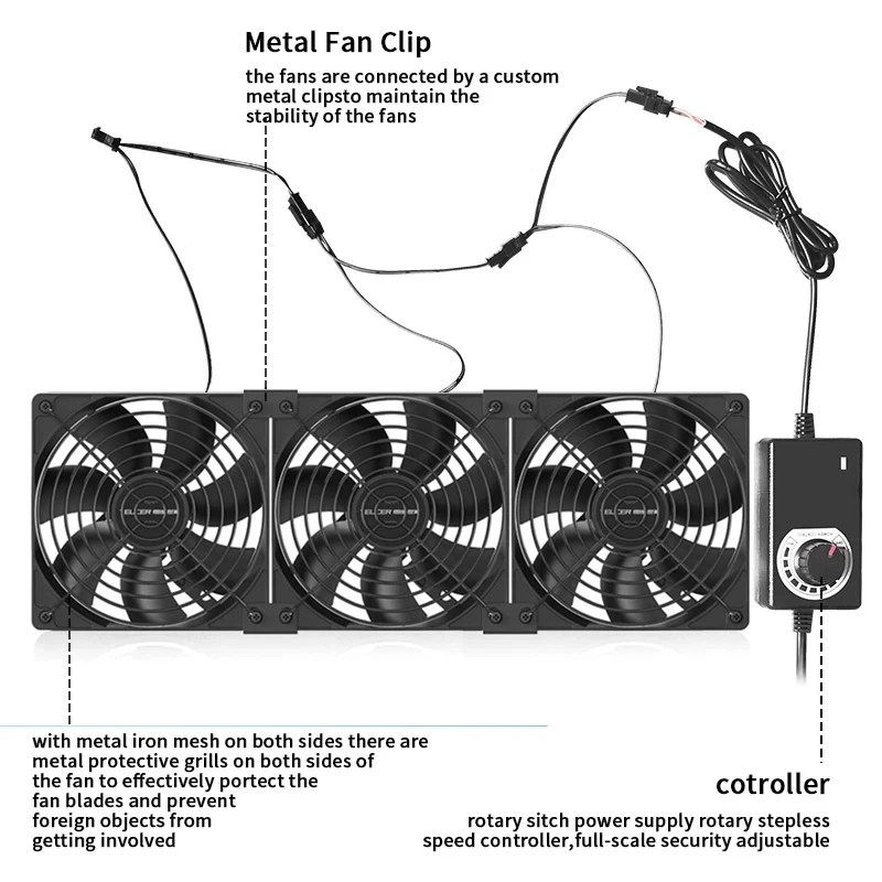 Teucer-ventilador de gran volumen de aire de alta velocidad, 12cm, 3000RPM, máquina de minería Btc, gabinete de estación de trabajo, servidor de 12v, ventilador de sistema de refrigeración de caja de PC