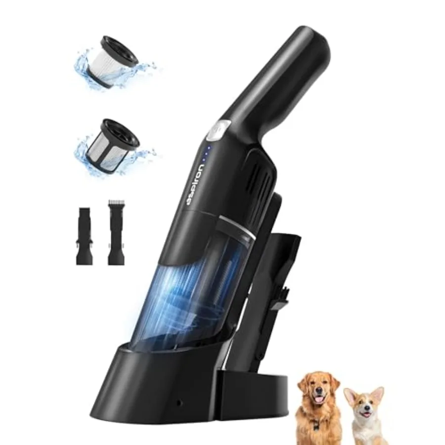 

Cordless Handheld Vacuum 24KPA Powerful Car Vacuum 2-Speed 2 Charging Methods Wireless Charger Ergonomic Handle Portable Rechar