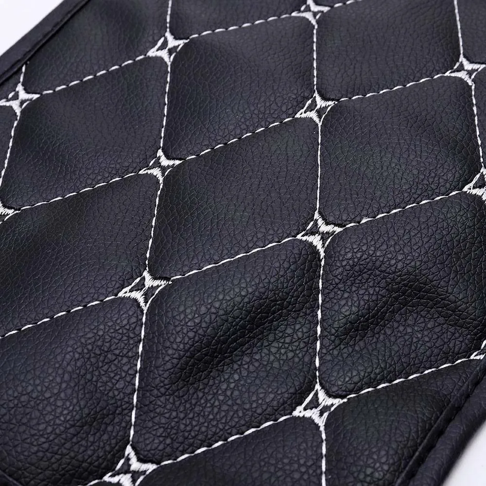 Car Armrest Pad Cover Auto Center Console Box Pu Leather Mats Cushion Black+White Thread Accessories For Vehicles