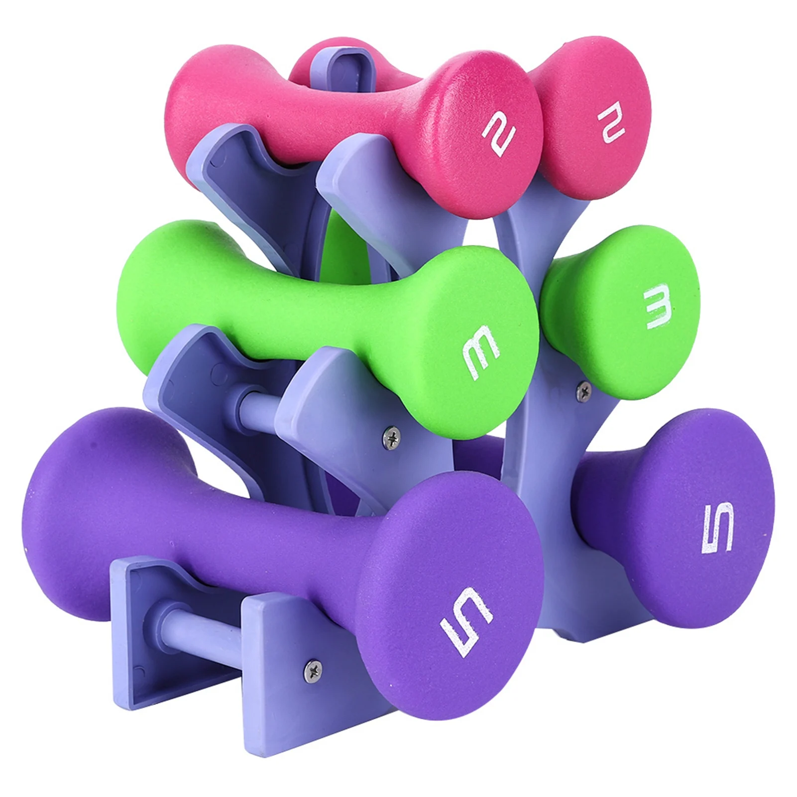 Hand Fitness Weights Set Holder Rack 2lb 3lb 5lb Bodybuilding Exercise Equipment Gym Weights