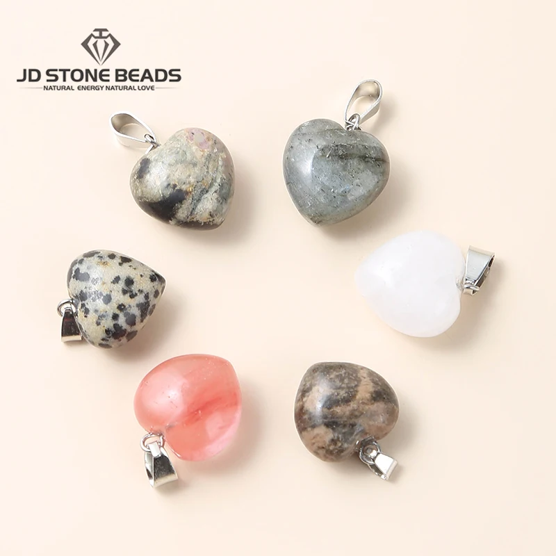 

5 Pcs/lot Natural Stone Rhotochrosite White Jade Heart Shape Pendant for Jewelry Making DIY Bracelet Necklace Accessories 15mm