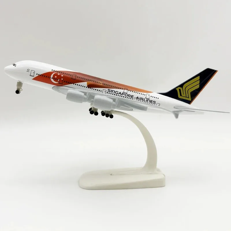 시뮬레이션 합금 20cm A380 싱가포르 항공 모형 비행기 다이캐스트 380 모델 가족 장난감 및 장식품 공예품 선물 수집품